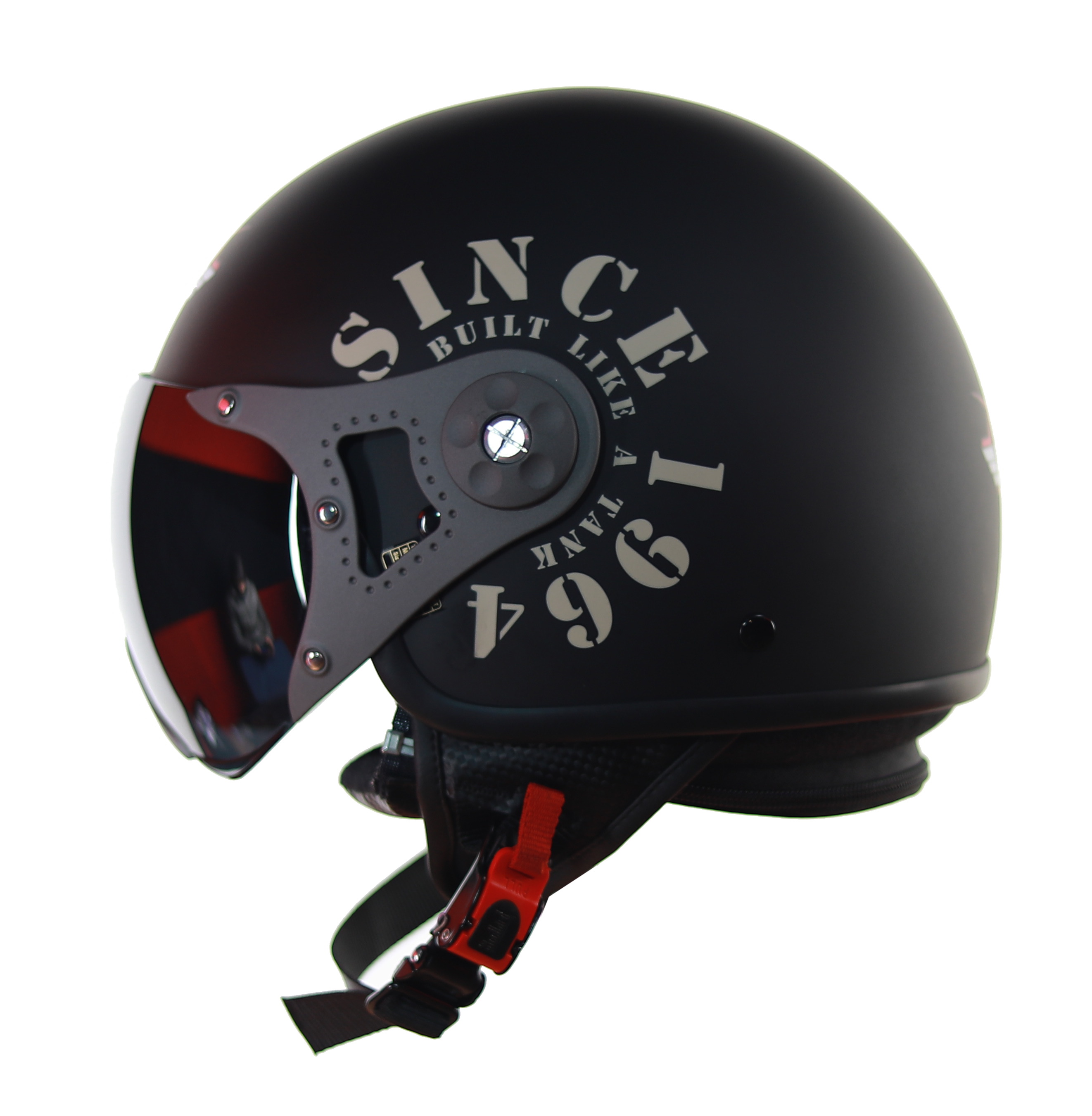 Steelbird SB-27 7Wings Tank Open Face Graphic Helmet (Matt Black Desert Storm With Smoke Visor)